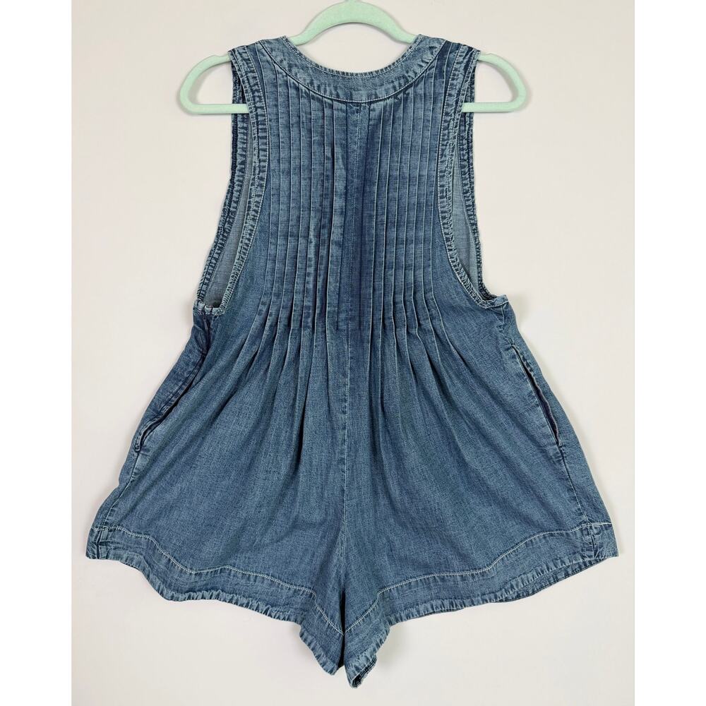 Free People Webster Denim Romper Falling Rain Wash Small Classic Timeless NWT - Picture 8 of 11